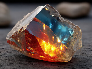 Wall Mural - artistic depiction of rainbow obsidian gemstone with vibrant color flashes