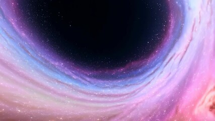 Wall Mural - Hypnotic space scene featuring a swirling celestial body of pink, blue, and purple hues with twinkling stars and a dark, shadowy center