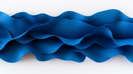 Poster - Smooth blue wave patterns with soft gradients form a tranquil and modern abstract design, perfect for conveying calmness and sophistication in any setting