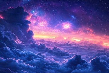 Wall Mural - Celestial Symphony: Milky Way Illuminating the Night Sky Over Serene Seascape
