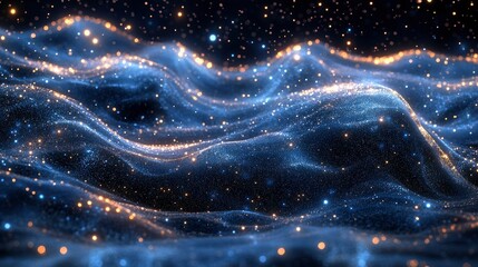 Wall Mural - celestial stardust abstract glowing particle wave landscape