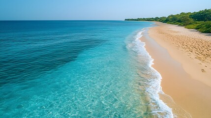 Wall Mural - stunning tropical beach with crystal clear turquoise waters and golden sand