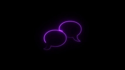 Glowing neon line speech bubble chat icon isolated