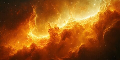 Wall Mural - Stunning view of a bright, fiery nebula glowing in the vastness of space during a cosmic event
