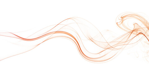 Abstract orange smoke wave design isolated on a white background