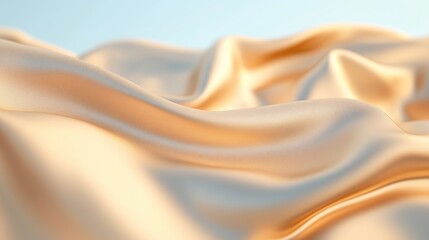 Poster - Soft golden fabric draping elegantly under soft natural light in an artistic display of texture and color