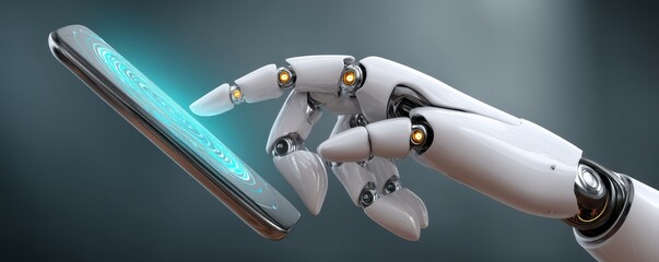 within a cutting-edge industrial factory, a female industrial engineer works alongside automated rob