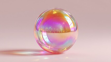 Wall Mural - a colorful orb sits atop a pink background, reflecting sunlight from above