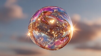 Wall Mural - close-up glass orb with celestial sky and stars in interior