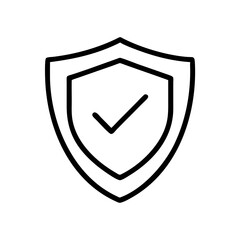 Poster - Outlined emblem with check mark inside conveys a sense of security and confirmation symbol design