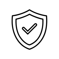 Poster - Outlined shield containing a check mark inside it representing security and validation symbol 100