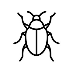 Poster - Simple graphic of a beetle with six legs and antennae in black outline on a white background image