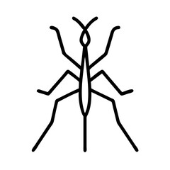 Poster - Simple graphic depiction of a black stick insect with long thin legs on a plain white background