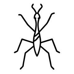 Poster - Stylized depiction of a praying mantis with thin lines and minimalist design elements present here now