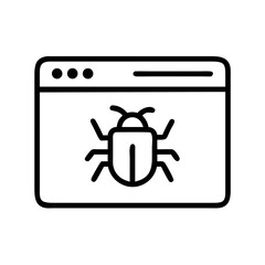 Poster - A depiction of a computer screen with a bug crawling on it in a simple line drawing style icon