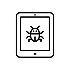 Poster - A tablet displaying a bug on its screen suggesting a problem with the system or software issue present