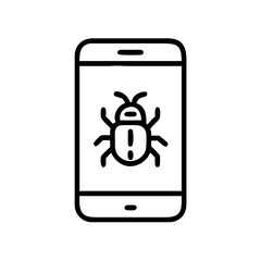 Fototapete - Device screen showing a bug icon indicating a software problem or malware infection alert warning
