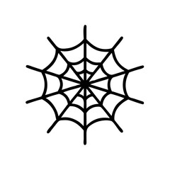 Poster - A simple black and white graphic of a spiderweb with radial lines and curved intersections is shown here