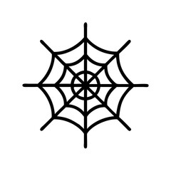 Poster - A simple graphic of a spiderweb with eight points and a central circle design element that is black