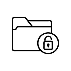 Poster - A simple graphic of an open padlock icon placed over a file folder in black outline style design
