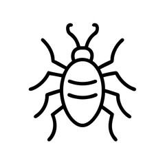 Poster - Simple graphic depiction of a beetle with six legs and antennae in black outline style design art work