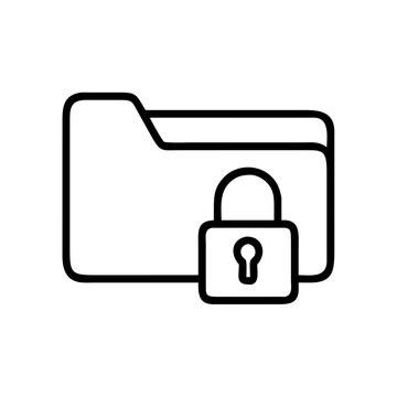 Outline graphic showing a file container with a padlock placed in front for security purposes