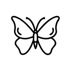 Poster - Simple graphic of a butterfly with detailed wing patterns in a clean line drawing style design element