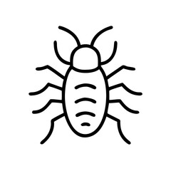 Poster - Simple graphic depiction of a beetle with six legs and antennae on a white background surface view