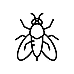 Poster - Simple graphic representation of a housefly with wings and antennae in black outline style design