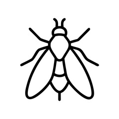 Poster - Simple graphic depiction of a flying insect with wings and antennae in a outline style design