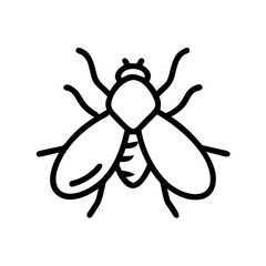 Poster - Simple graphic representation of a housefly with wings and segmented body in black outline design
