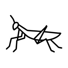 Poster - Simple outline drawing of a praying mantis with long legs and antennae on a white background surface