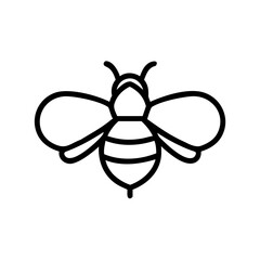 Poster - A simple graphic of a honeybee with wings and stripes on its abdomen in black outline style design