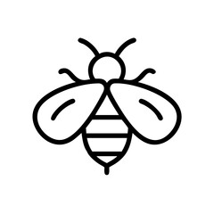 Poster - Simple graphic of a striped insect with wings and antennae in black outline on a white background