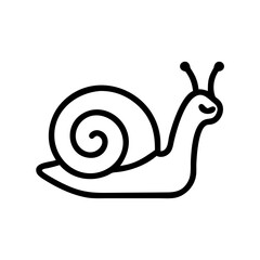 Poster - A simple line drawing of a snail with a swirly shell and antennae on a white background surface