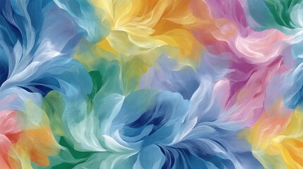 Wall Mural - a painting of vibrant flowers against a crisp white backdrop, featuring a harmonious blend of greens