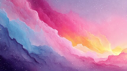 Wall Mural - a close-up photo of a cell phone wallpaper featuring a colorful sky with twinkling stars at the base