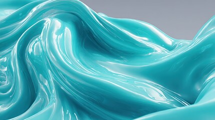Wall Mural -   Blue wave close-up on white surface with light gray background