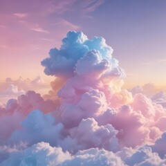 Fototapete - Dreamy cloud gradient, soft pink, blue, yellow hues, whimsical, serene
