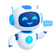 © Azka - Happy robot. 3d ai character, chat bot mascot isolated on white background, GPT chatbot icon. Artificial intelligence, trendy technology, support service, funny automation
