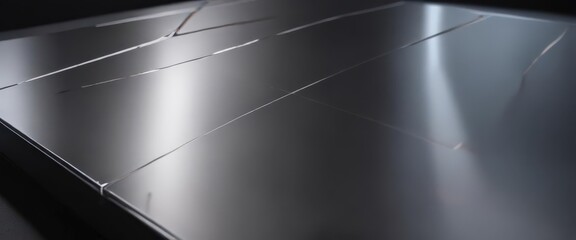 Fototapete - Sleek, reflective metallic surface with vibrant highlights and deep shadows ,  dark,  metallic,  contemporary