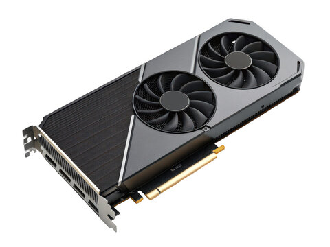 A graphics card on black isolated on transparent background