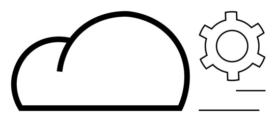 Wall Mural - cloud outline paired with a gear symbolizing cloud computing, technology management, innovative solu
