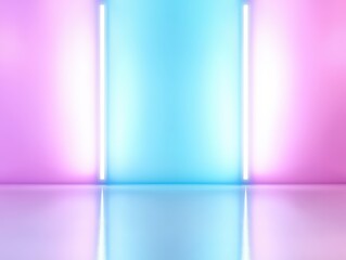 Poster - Modern Abstract Background with Colorful Neon Lights and Reflective Surface for Creative Projects