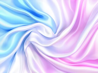 Poster - Soft Satin Fabric Draped in Light Blue and Pink with Gentle Waves and Smooth Texture for Background Design