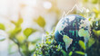© Maria - Growth on Earth: The image shows a globe nestled amidst lush greenery, overlaid with a rising stock graph, symbolizing environmental and economic harmony. A vibrant testament to growth.