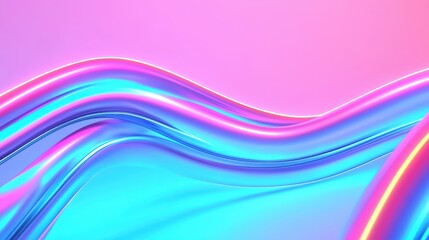 Poster - abstract waves of colorful light with soft gradients in pink and blue tones for modern design projec