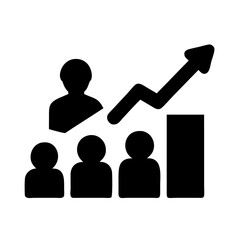 Poster - Team growth chart showing business success and leadership development with rising arrow graph icon