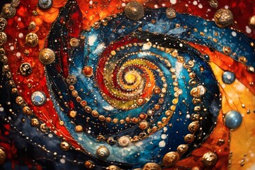 Wall Mural - A cosmic spiral galaxy with planets and stars