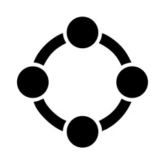 Poster - Circular connection diagram black and white network node link system process flow graphic design